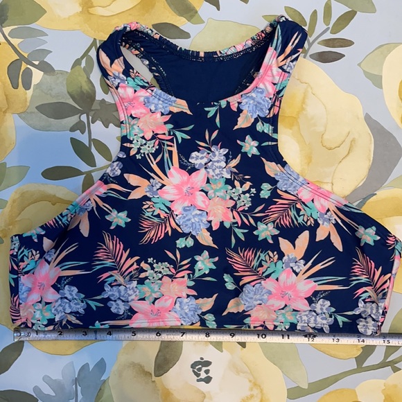 💥 Arizona Jeans Blue Floral Halter Swim Top | Size Juniors XL - Picture 3 of 6